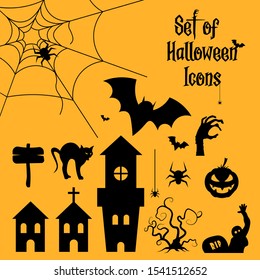 Set of halloween icons vector art