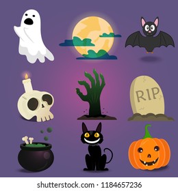 Set of Halloween Icons, vector illustration