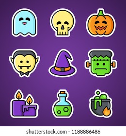 Set of Halloween icons. Vector illustration