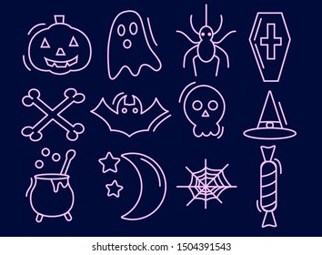 Set of halloween icons. Vector illustration