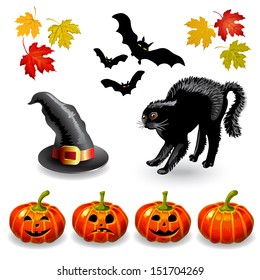 Set of halloween icons. Vector illustration