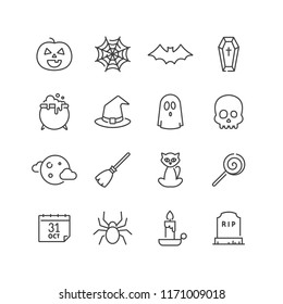 Set of halloween icons. For your design, logo. Vector illustration.