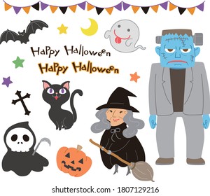 A set of halloween illustrations.