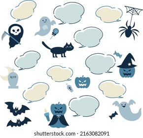 Set of Halloween illustrations with speech bubbles.