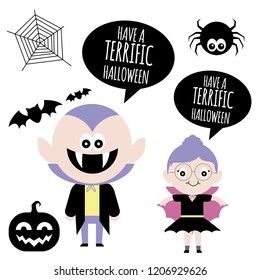 Set of Halloween illustrations. Vampire costume.