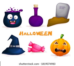 Set halloween Item vector illustration 