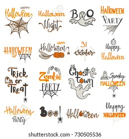 Set of Halloween lettering and calligraphy.