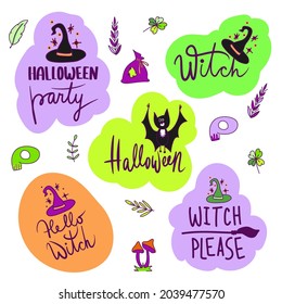 Set of Halloween lettering designs. Happy halloween. Greeting vector illustration.