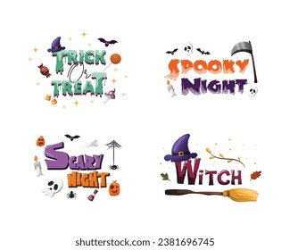 Set of Halloween Lettering Illustration