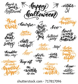 Set of Halloween lettering for posters, overlays, banners. Vector illustration.