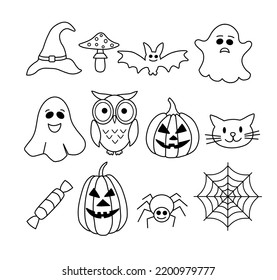 14,112 Cute halloween black white line drawings Images, Stock Photos ...