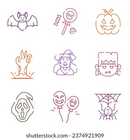 Set Halloween Line Icons Vector Illustration. Collection of perfectly thin icons for web design, app, poster, flyer and modern projects. perfect grid and adjustable stroke weight