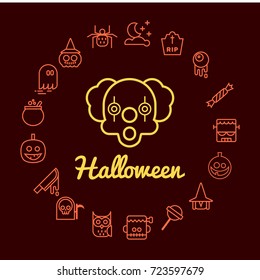 Set of halloween line icons. Vector Illustration.