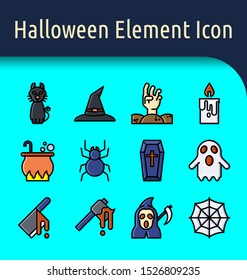 Set of halloween linear color icon.