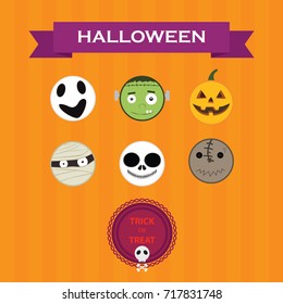 set of halloween logo and label, happy halloween vector set