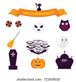 set of halloween logo and label, happy halloween vector set