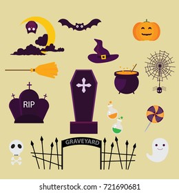 set of halloween logo and label, happy halloween vector set