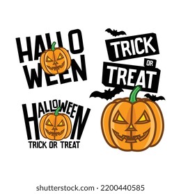 Set of halloween logo with pumpkin isolated on white background