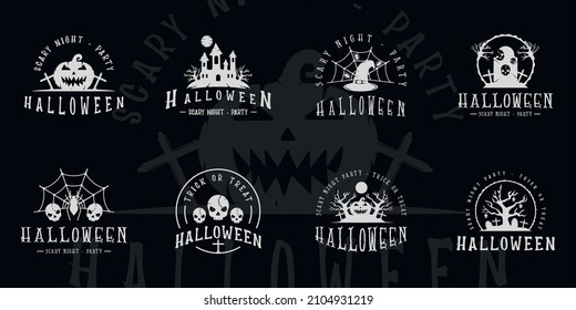 set of halloween logo vintage vector illustration template icon graphic design. bundle collection of various retro horror icon 