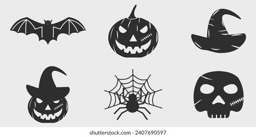 set of halloween logo vintage vector illustration template icon design