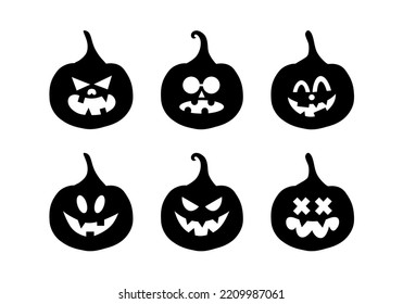Set Halloween Mask Smiley Face Pumpkin Vector