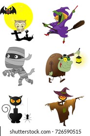 Set of Halloween monster  Vector,Cartoon Halloween monster icons