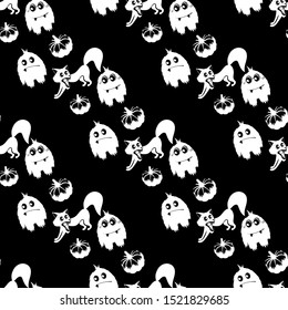 Set for Halloween monsters black and white. Funny monsters for sticker