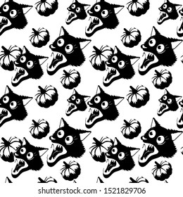 Set for Halloween monsters black and white. Funny monsters for sticker