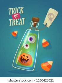 Set of Halloween night backgrounds with poison pumpkin