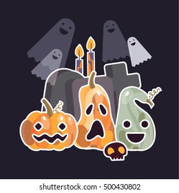 Set of halloween objects. Vector illustration