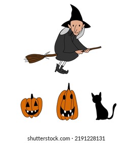 set of halloween on white background