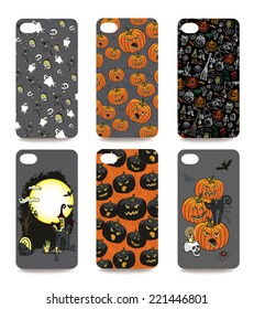 Set of Halloween ornament for mobile phone cover. The visible part of the clipping mask. The sample is ready for printing after the release clipping mask.Vector illustration   Halloween doodles 