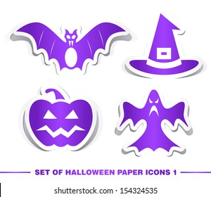 Set of Halloween Paper Icons.