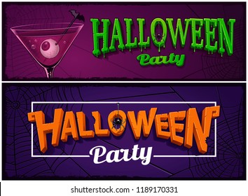 Set of halloween party banners, design templates. 