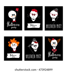 Set of Halloween party cards.