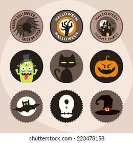 Set of halloween party decoration design elements. Vector illustration.