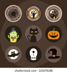 Set of halloween party decoration design elements. Vector illustration.