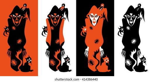 Set of halloween party decoration design elements.