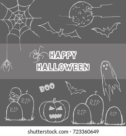 Set for Halloween party. Happy Halloween design elements. Happy Halloween poster. Vector illustration