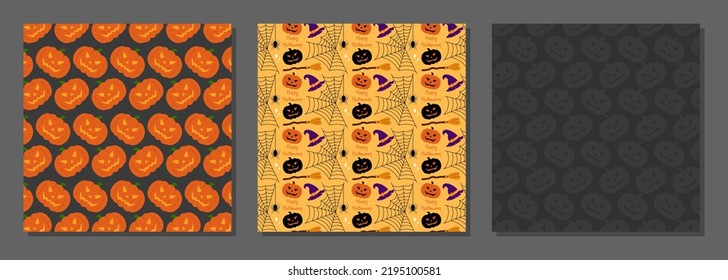 Set Of Halloween Pattern For Celebration Decoration Design Vector Illustration In Flat Style