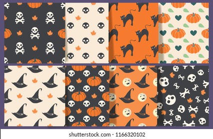 Set of halloween patterns.