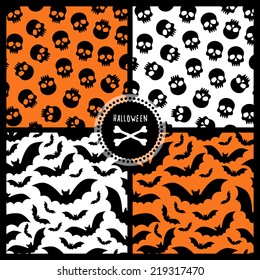 set of halloween patterns, four seamless textures