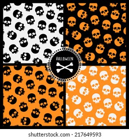 set of  Halloween patterns with skulls