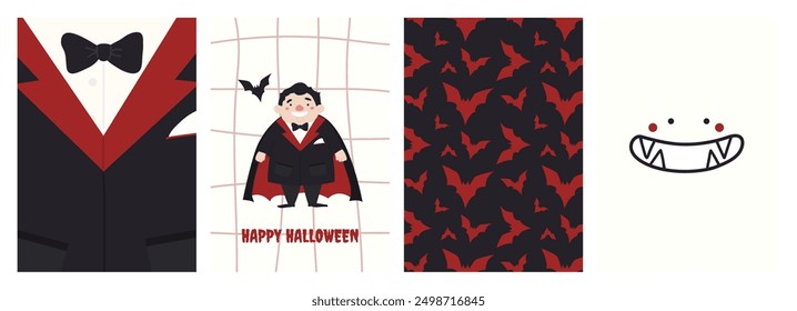 Set of halloween Postcard Collection with vampire thematic 