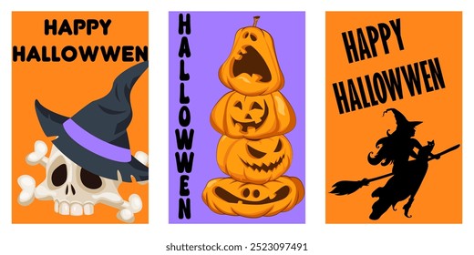 
Set of Halloween posters. Cute poster for card, flyer, banner. Vectot illustration EPS10.