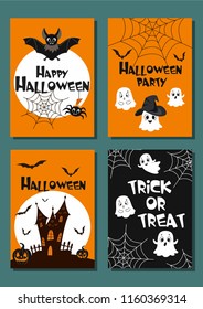 Set of Halloween posters. Vector illustration.