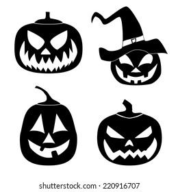 Set of Halloween pumpkin black siholuetts  for your design.