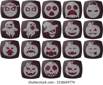 Set of halloween pumpkin emoji