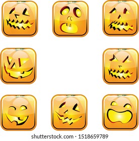 Set of halloween pumpkin emoji