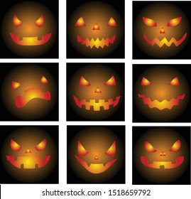 Set of halloween pumpkin emoji